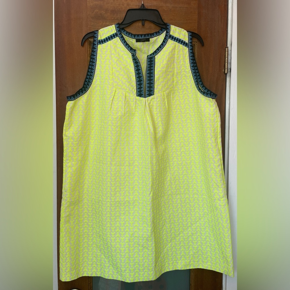 J Crew Dress Womens Bright Yellow Neon Arrow Print Shift Dress Style A5361